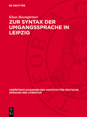 cover image of Zur Syntax der Umgangssprache in Leipzig
